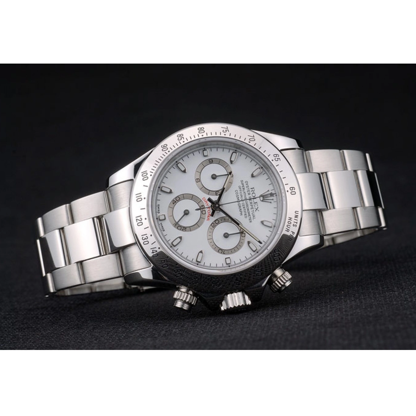 Aaa replica White Daytona 80297 Swiss Rolex Stainless Dial Steel Bracelet 0715